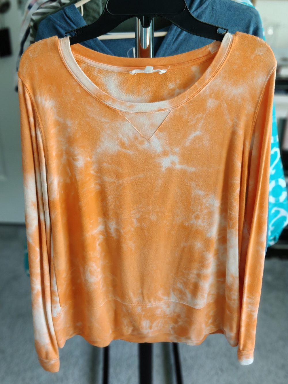 Workshop Republic Clothing Orange and White Tie-Dye Long Sleeve Top